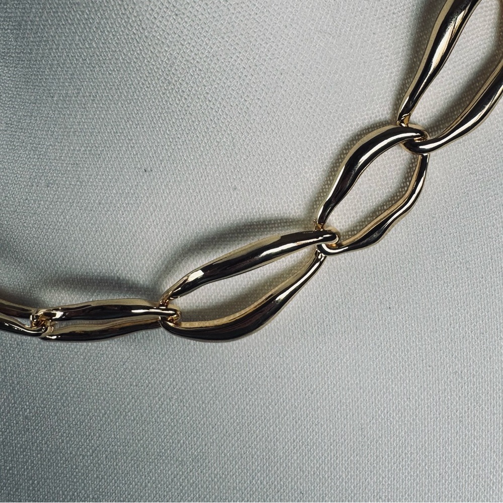 NIB 18k Gold-Plated Statement Chunky Chain Link Necklace Choker 20-23” - Picture 8 of 9